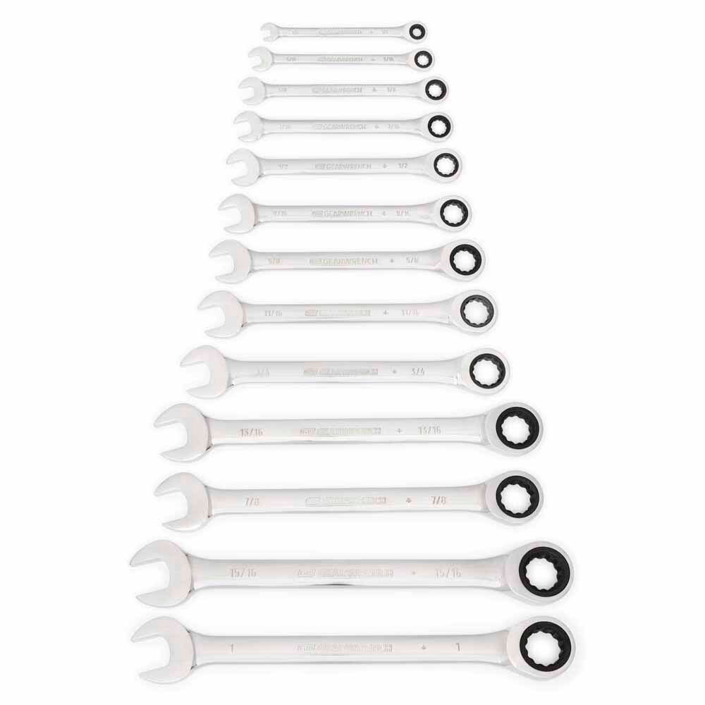 GearWrench 9312 13 Pc. 72-Tooth 12 Point Ratcheting Combination SAE Wrench Set