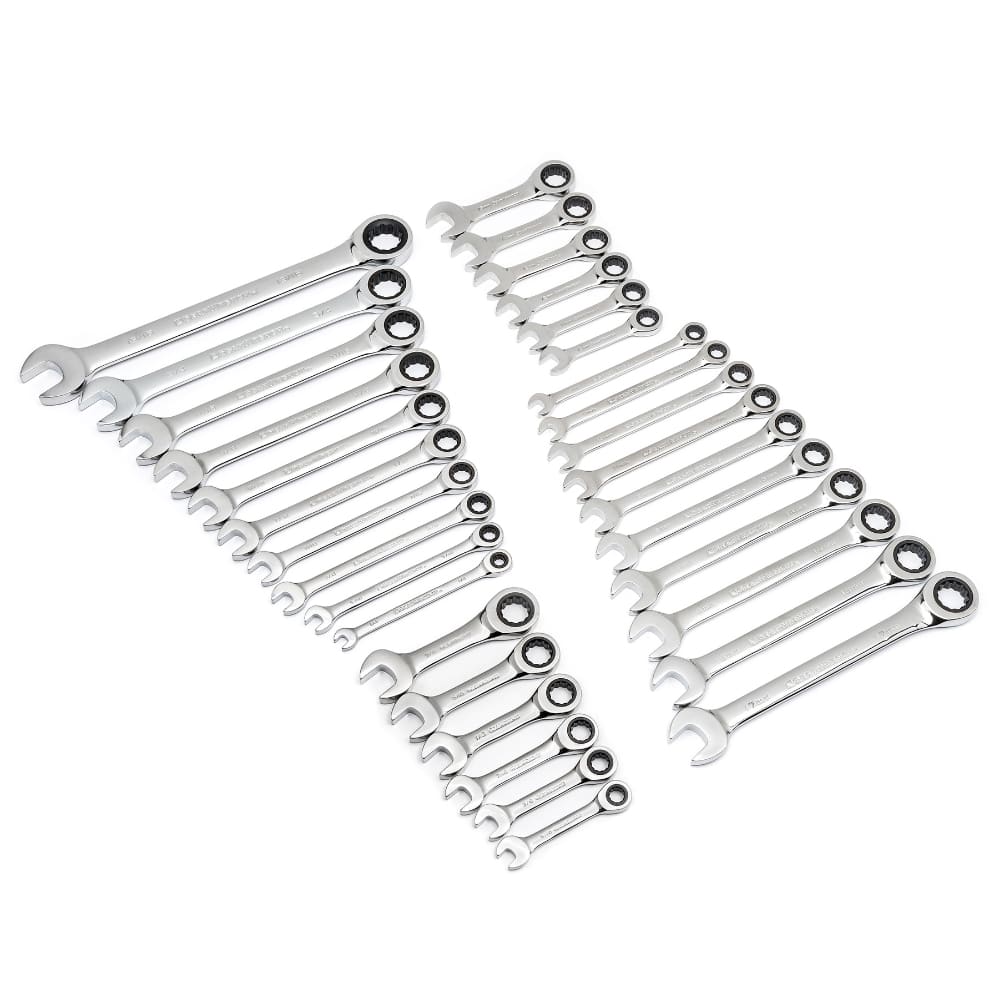 GearWrench 39327 SAE/Metric 72-Tooth Combination Ratcheting Wrench Tool Set (32-Piece)