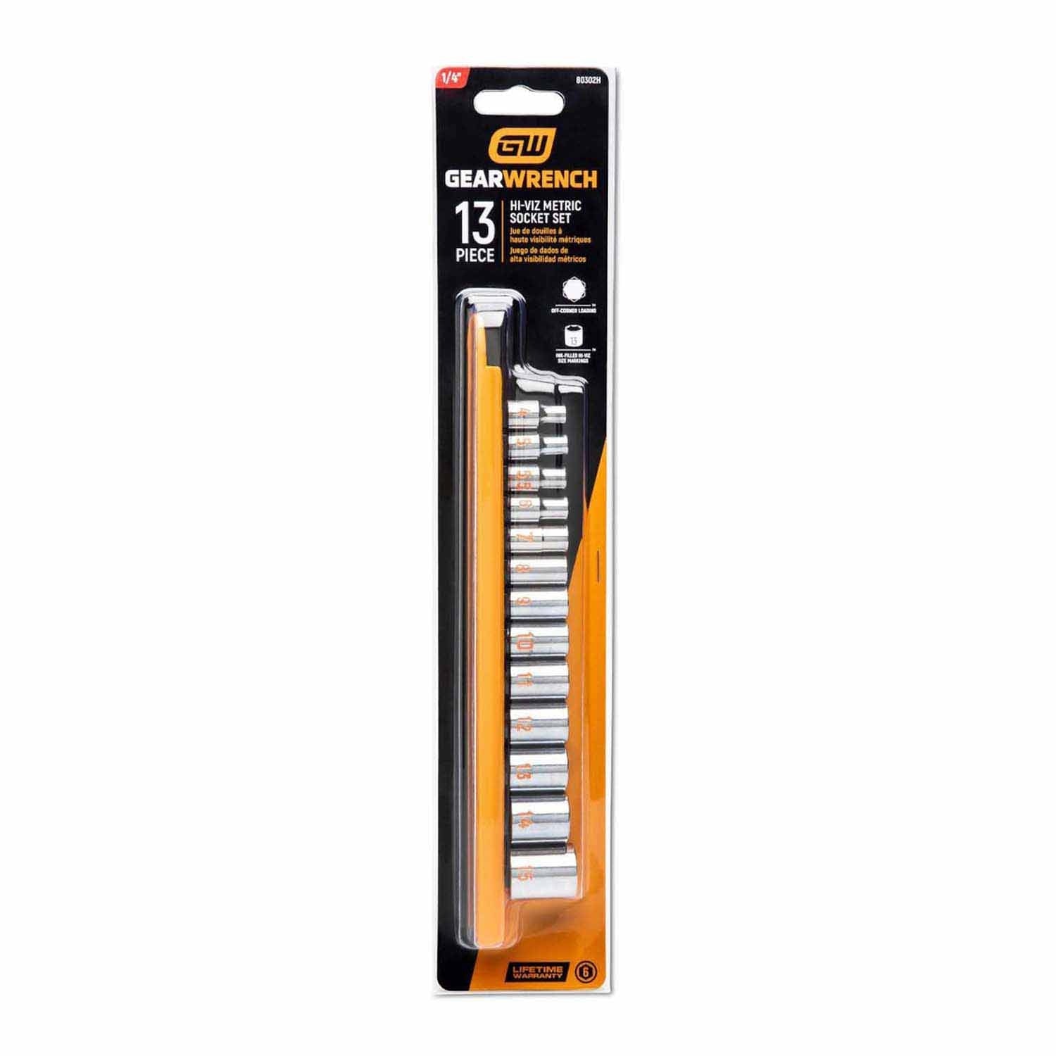 GearWrench 80302H 13 Piece 1/4" Drive 6 Point Metric Hi-Viz Socket Set - 3