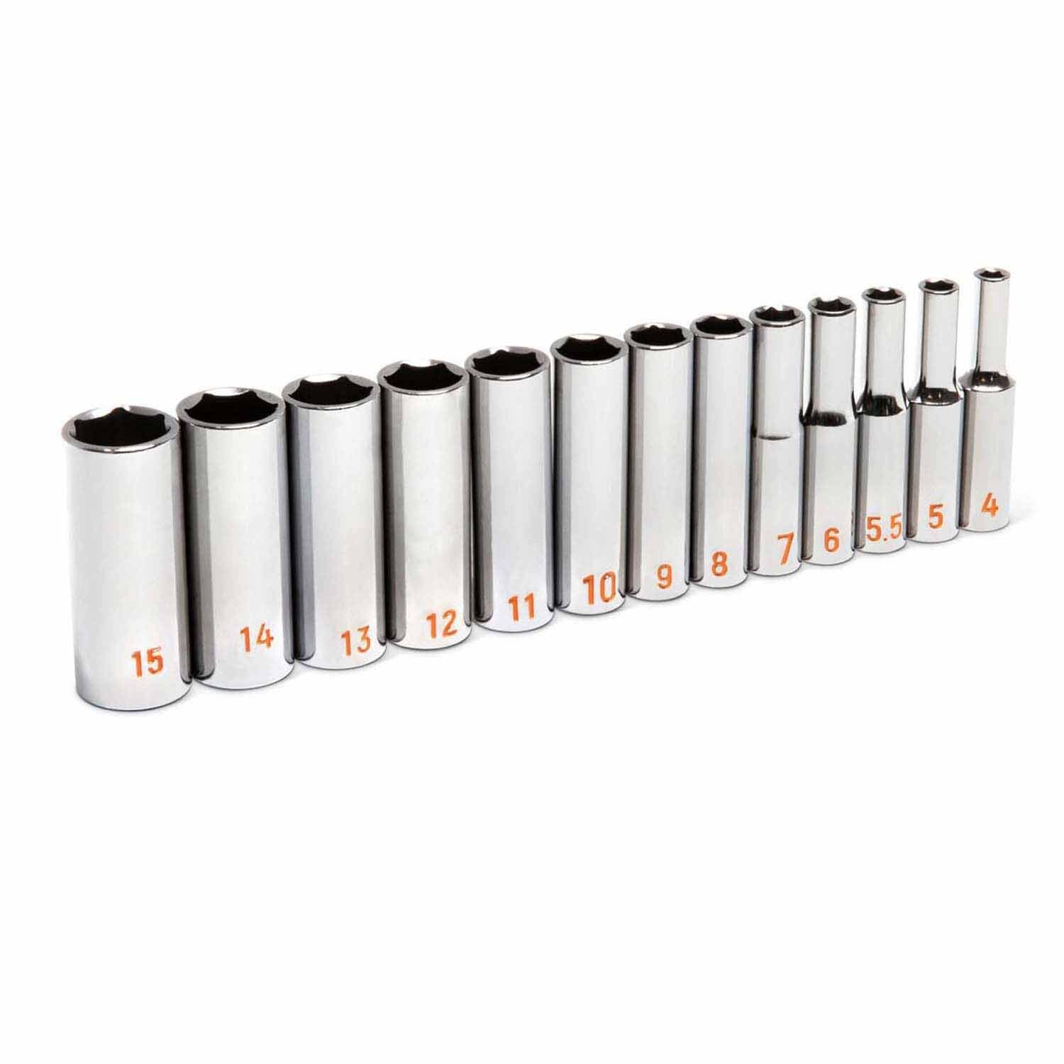 GearWrench 80304H 13 Piece 1/4" Drive 6 Point Metric Hi-Viz Deep Socket Set - 3
