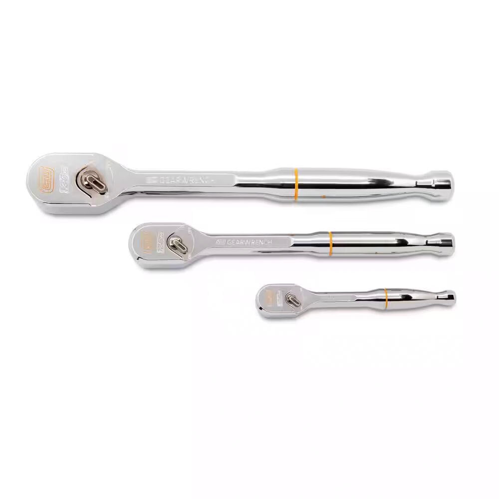GearWrench 81206XP 3 Piece 1/4, 3/8 and 1/2 Drive 120XP Full Polish Teardrop Ratchet Set