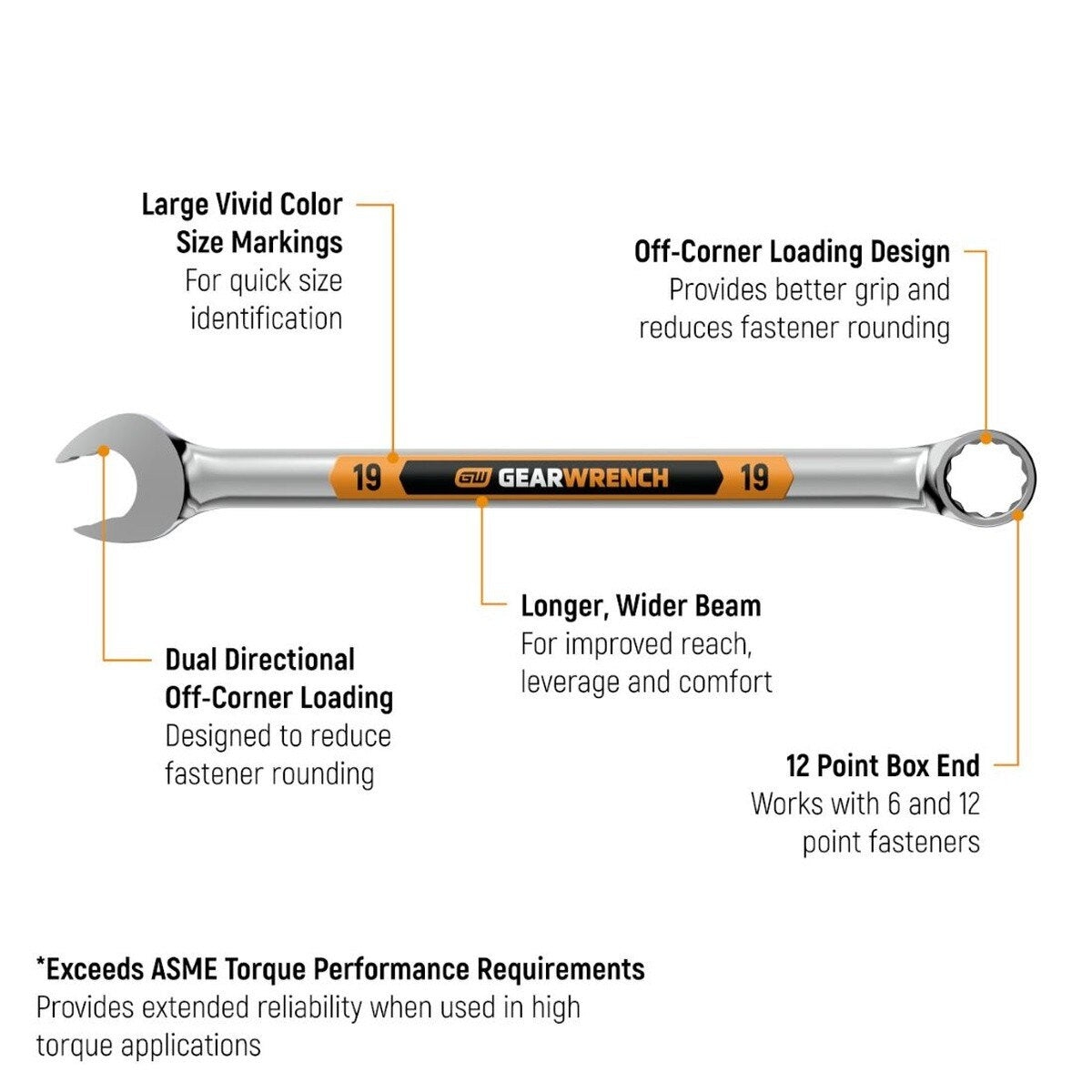 GearWrench 81916H Metric Hi-Viz Long Pattern Combination Wrench Set with Tool Roll (22 Piece) - 2