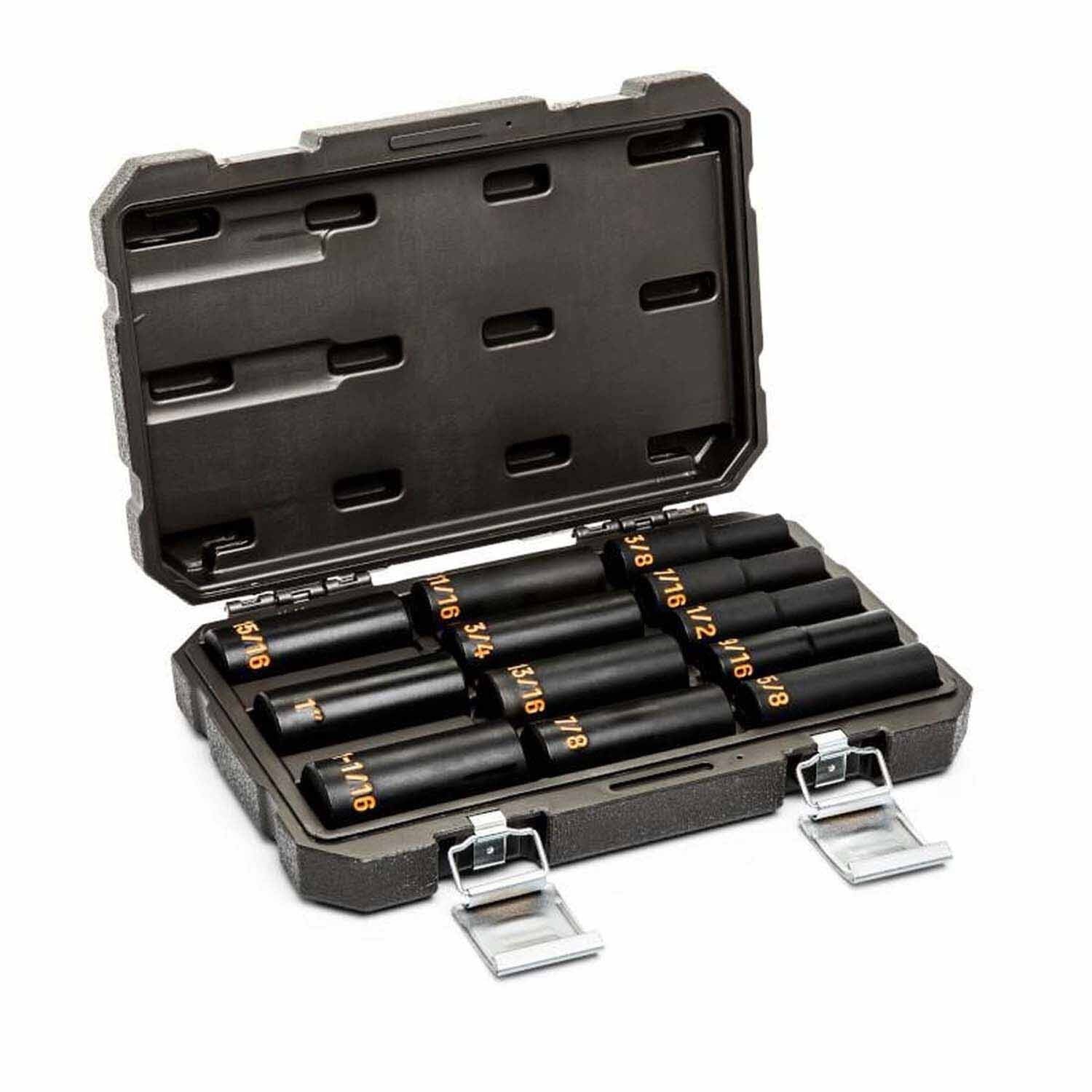 GearWrench 84942H 12 Piece 1/2" Drive 6 Point SAE Hi-Viz Deep Impact Socket Set - 3
