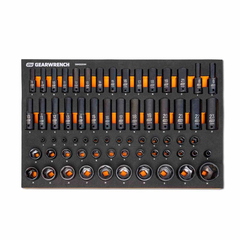 GearWrench MEGAMOD358 358 Piece MEGAMOD Metric Mechanics Tool Set in Modular Foam Trays with Rolling Cabinet - 7