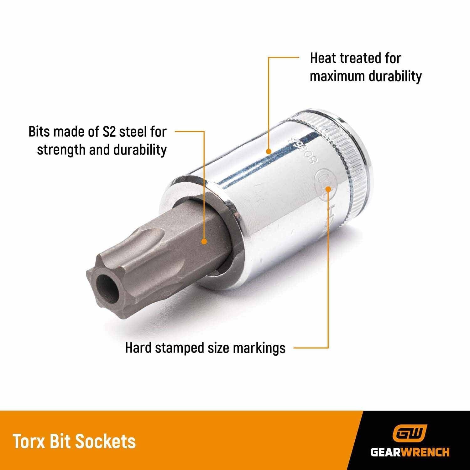Gearwrench 80456D 3/8" Drive Tamper-Proof Torx Bit Socket T40 - 2
