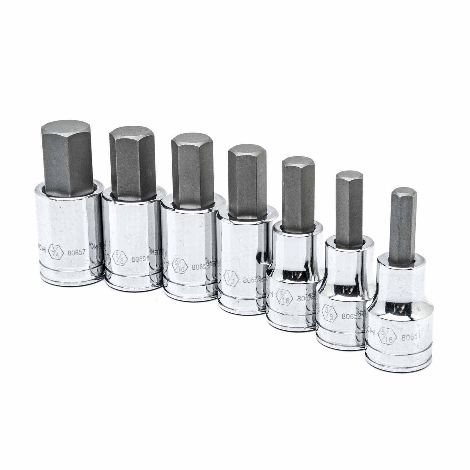 Gearwrench 80721 7 Pc. 1/2" Drive Hex Bit SAE Socket Set - 2