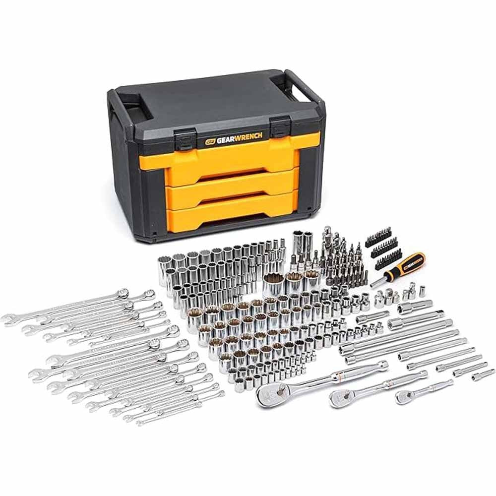 GearWrench 80966 243 Pc. 6 Point Mechanics Tool Set in 3 Drawer Storag