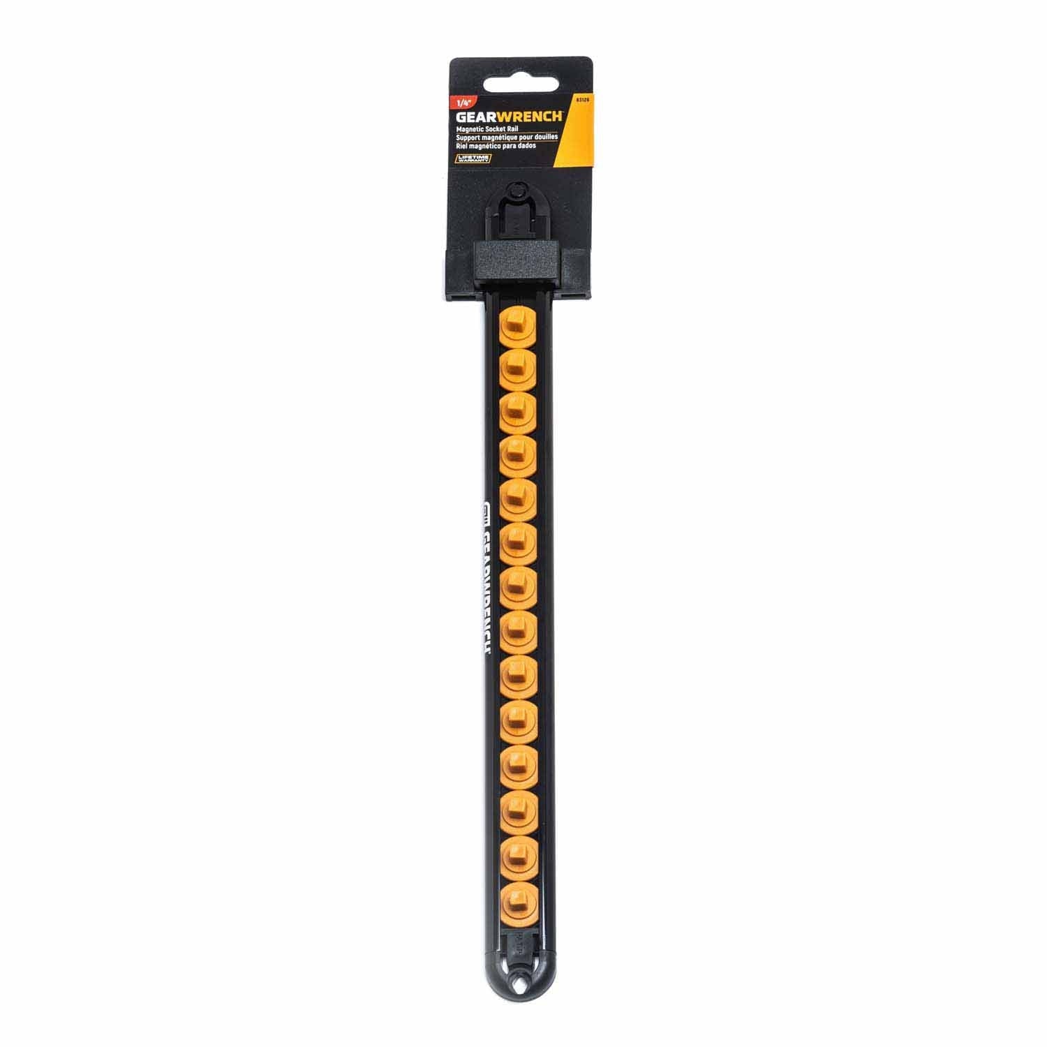 Gearwrench 83126 1/4" Drive Magnetic Socket Rail with 14 Clips - 3