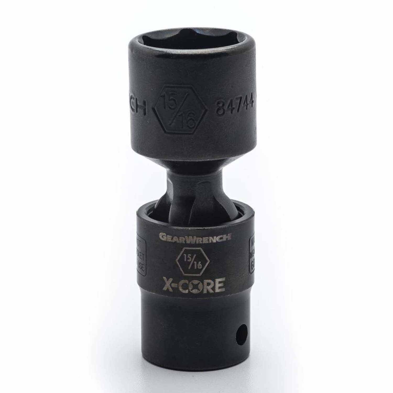 Gearwrench 84744 1/2" Drive 6 Point Standard X-Core Pinless Impact Universal SAE Socket 15/16"