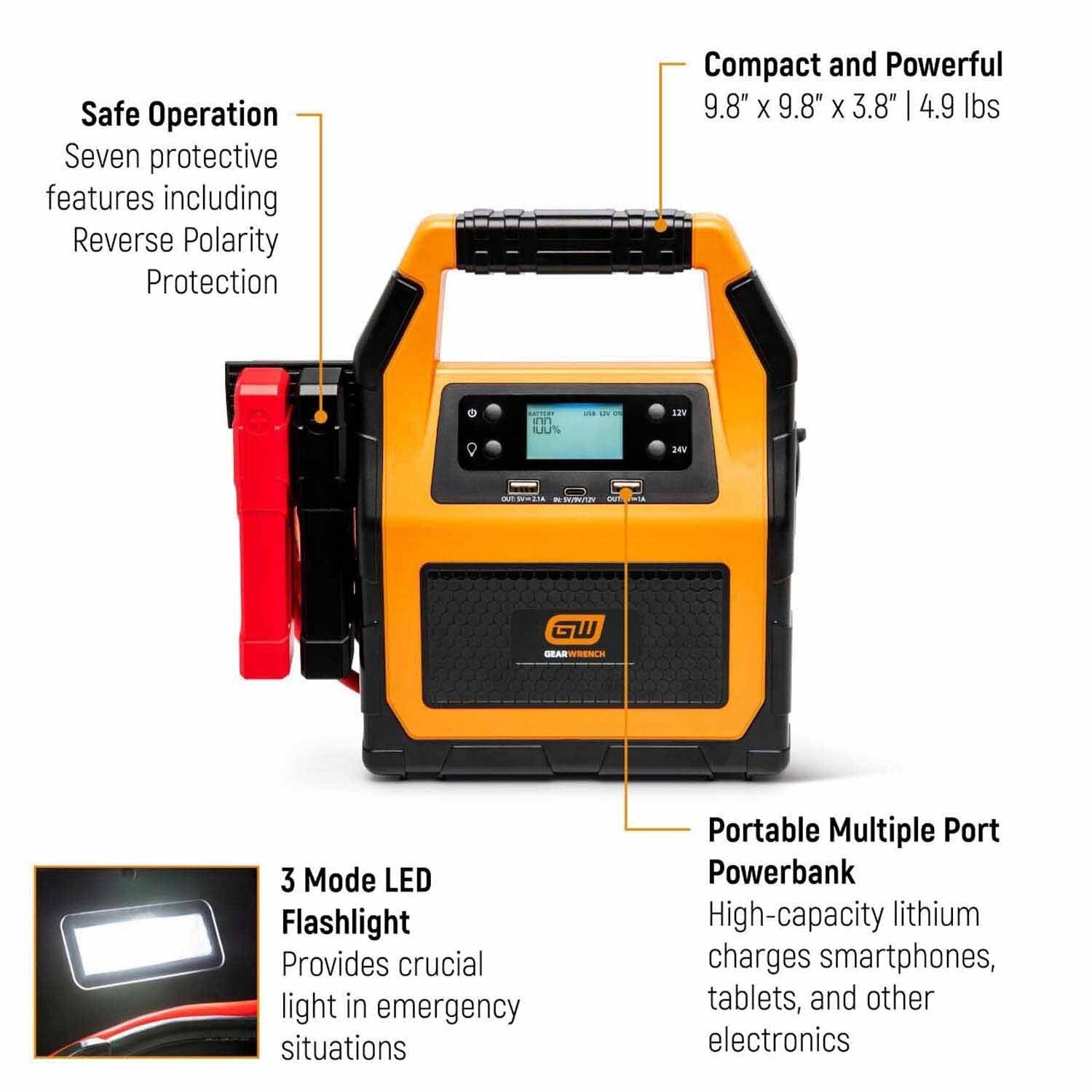 Gearwrench GWLBJ30 3000A Lithium Battery Jump Starter and Powerbank - 3