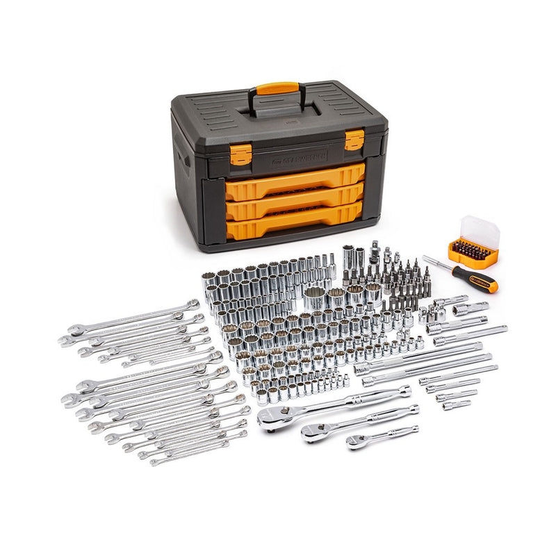GearWrench 80972 243 Pc. 12 Point Mechanics Tool Set in 3 Drawer Storage Box