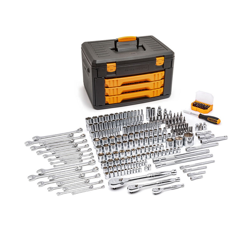 GearWrench 80966 243 Pc. 6 Point Mechanics Tool Set in 3 Drawer Storage Box