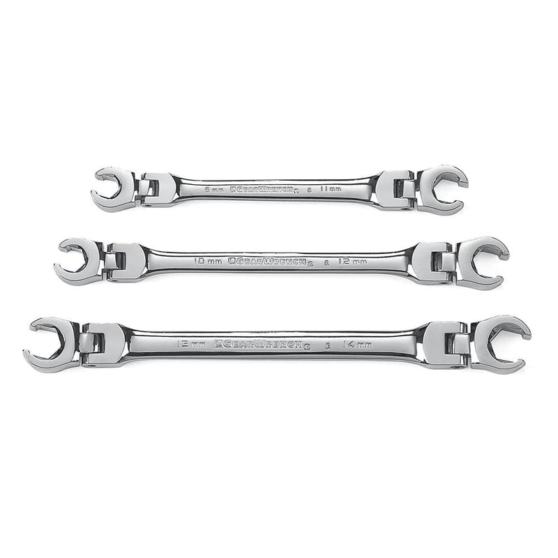 GearWrench 81915 3 Pc. Flex Head Flare Nut Metric Wrench Set