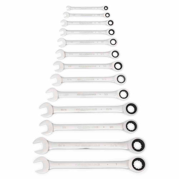 GearWrench 9312 13 Pc. 72-Tooth 12 Point Ratcheting Combination SAE Wrench Set