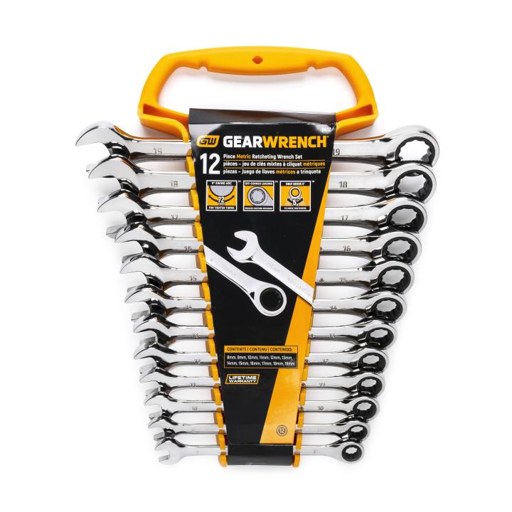GearWrench 9412 12 Pc. 72-Tooth 12 Point Ratcheting Combination Metric Wrench Set