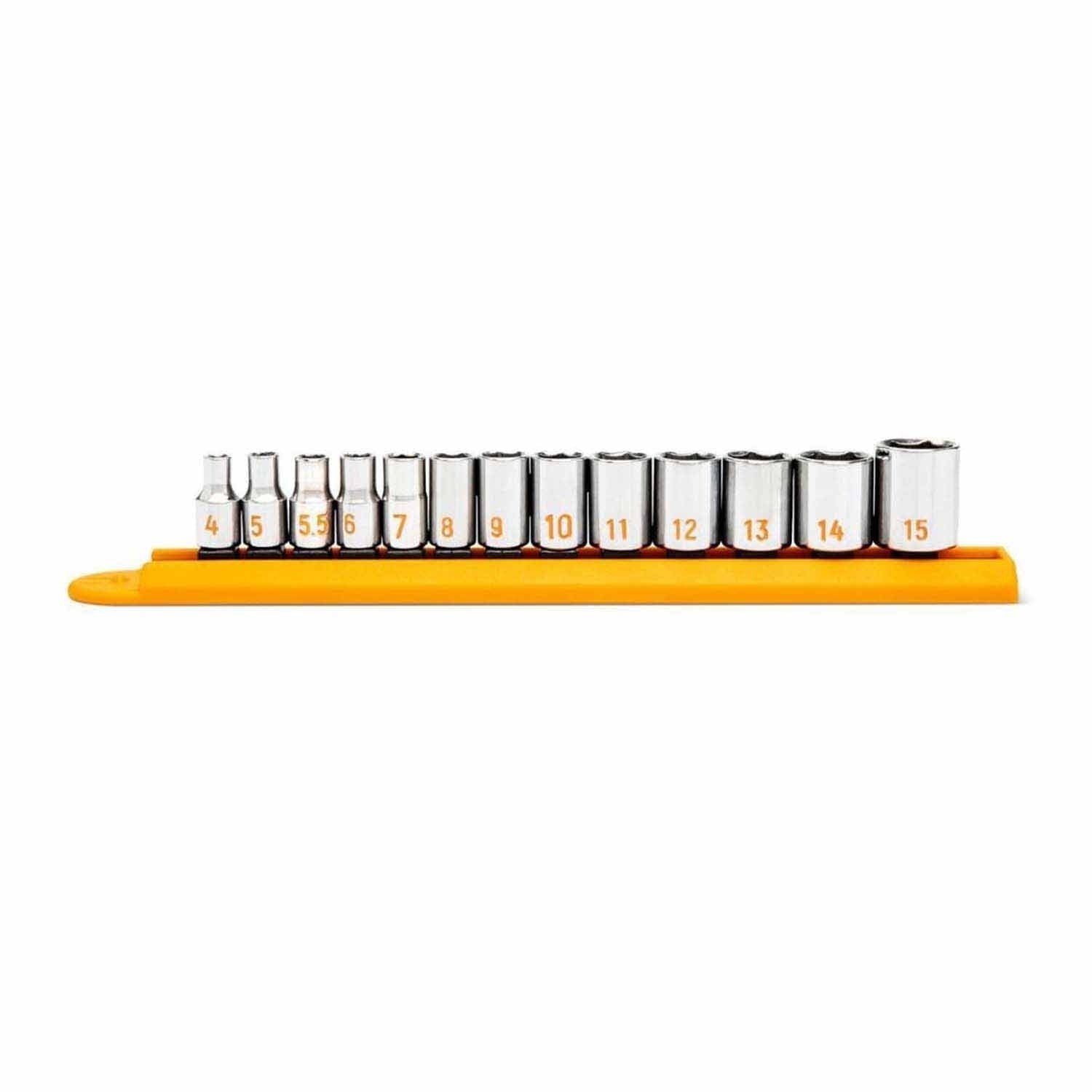 GearWrench 80302H 13 Piece 1/4" Drive 6 Point Metric Hi-Viz Socket Set