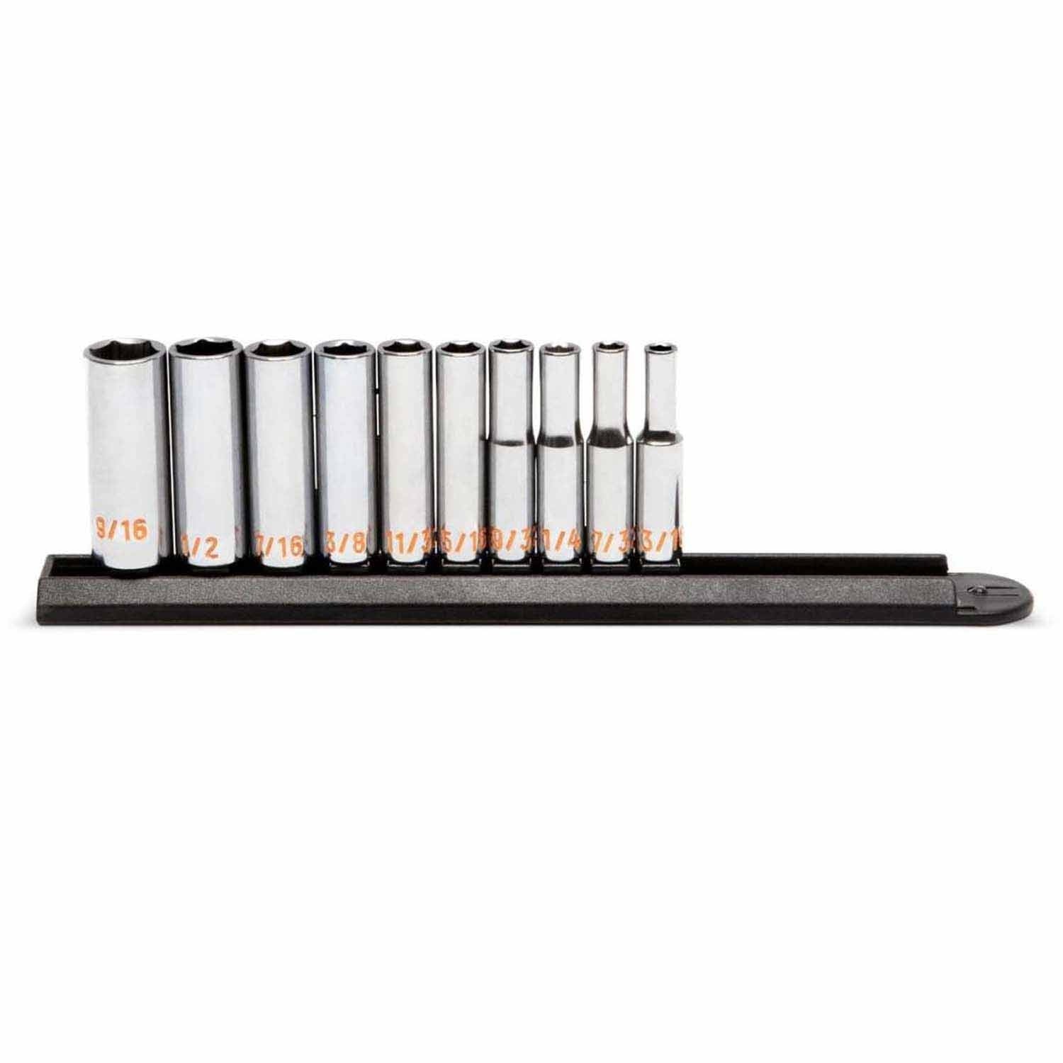 GearWrench 80305H 10 Piece 1/4" Drive 6 Point SAE Hi-Viz Deep Socket Set