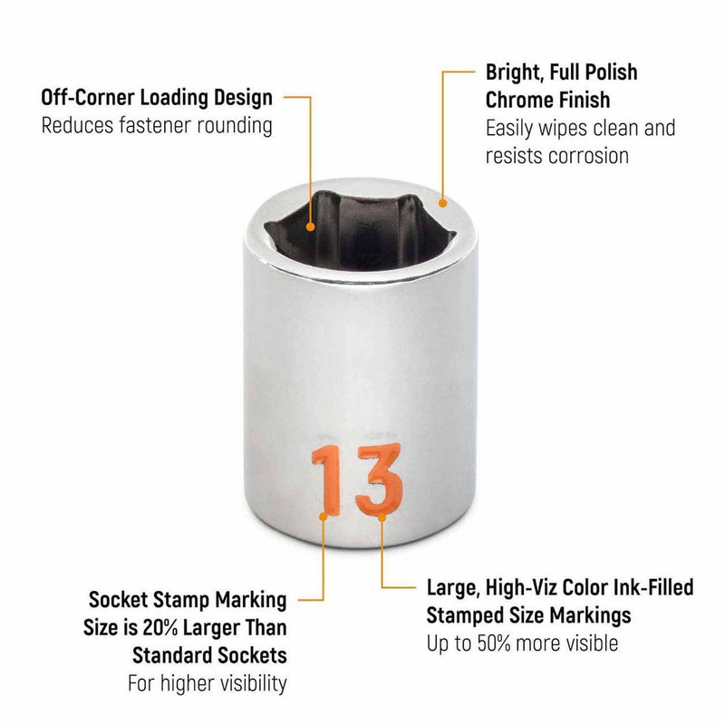 GearWrench 80552H 14 Piece 3/8" Drive 6 Point Metric Hi-Viz Socket Set - 2