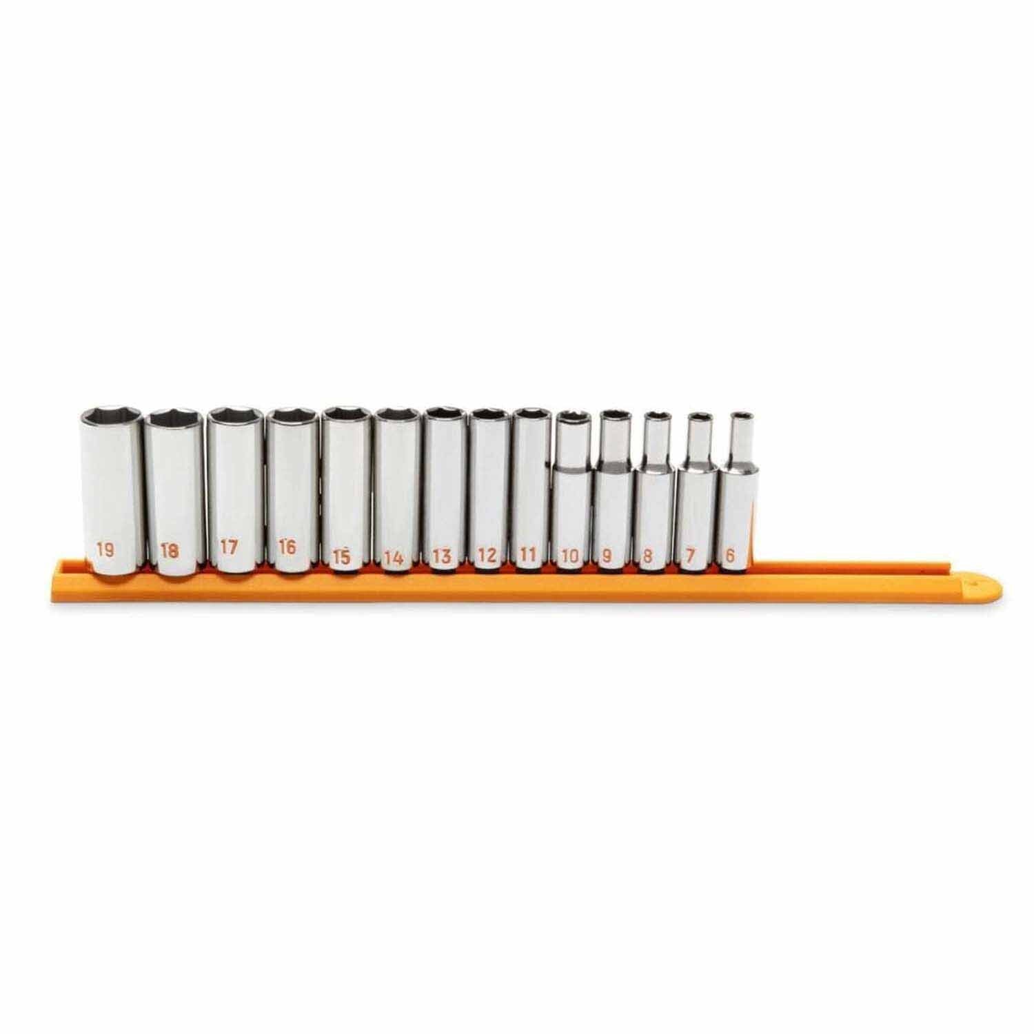 GearWrench 80554H 14 Piece 3/8" Drive 6 Point Metric Hi-Viz Deep Socket Set