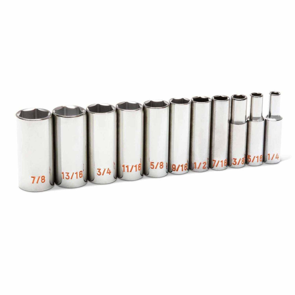 GearWrench 80555H 11 Piece 3/8" Drive 6 Point SAE Hi-Viz Deep Socket Set - 3