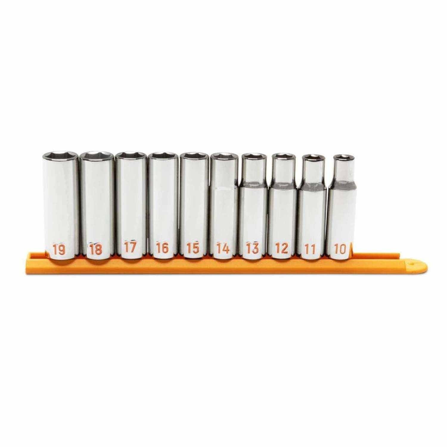 GearWrench 80704H 10 Piece 1/2" Drive 6 Point Metric Hi-Viz Deep Socket Set