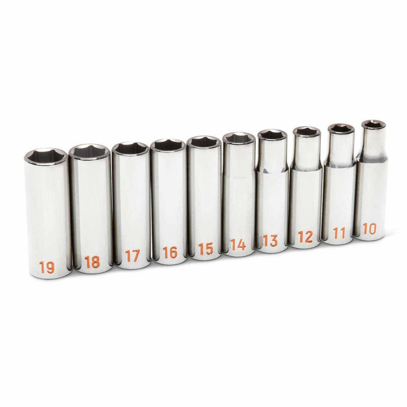 GearWrench 80704H 10 Piece 1/2" Drive 6 Point Metric Hi-Viz Deep Socket Set - 3