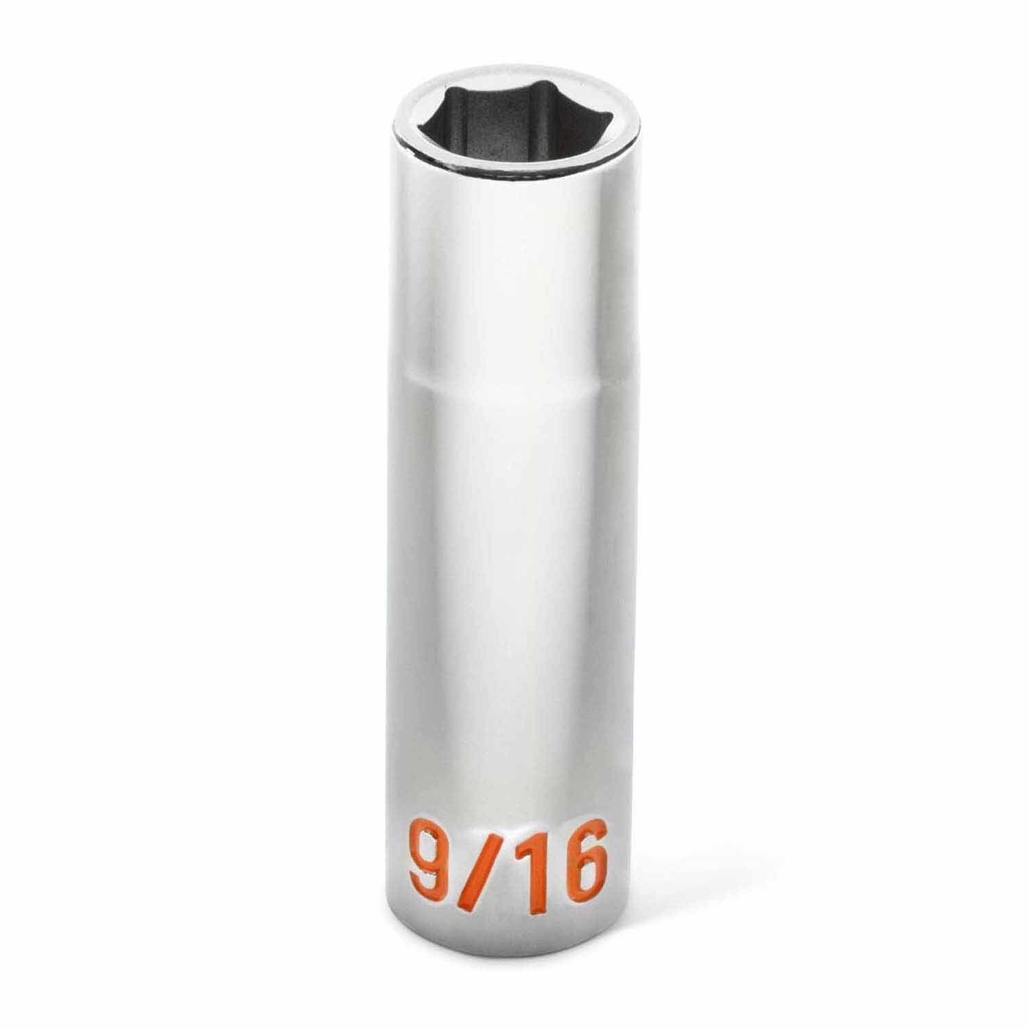 GearWrench 80705H 8 Piece 1/2" Drive 6 Point SAE Hi-Viz Deep Socket Set - 5