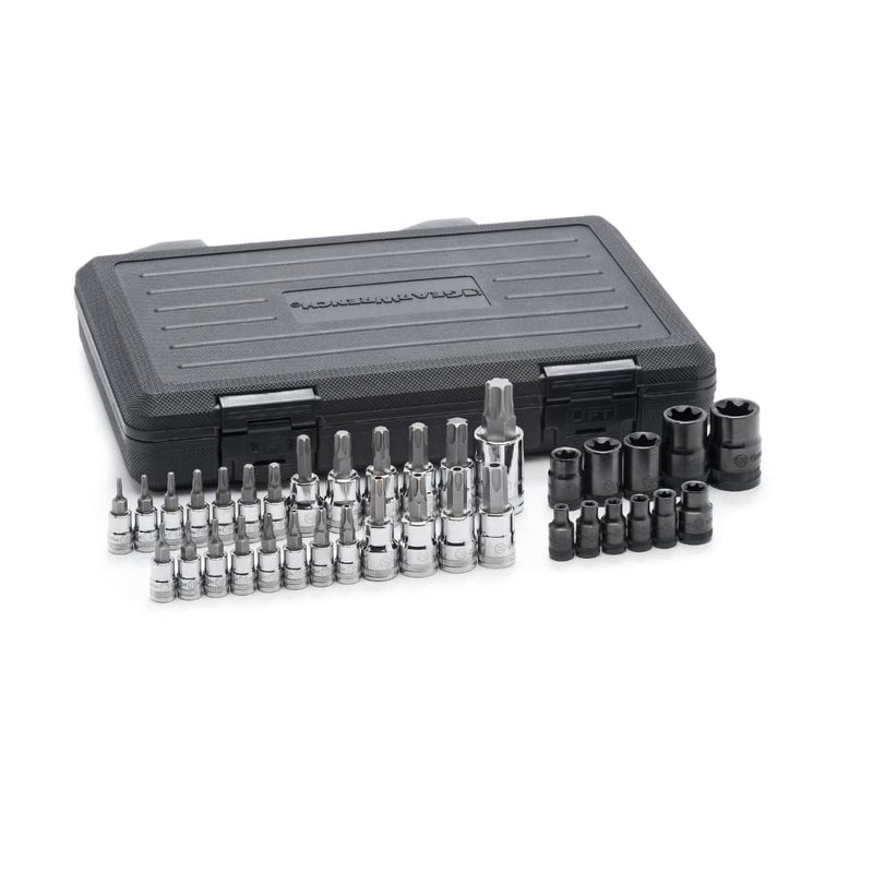 GearWrench 80728 36 Pc. 1/4", 3/8" & 1/2" Drive Tamper Proof Torx/E-Torx/Torx Bit Socket Set