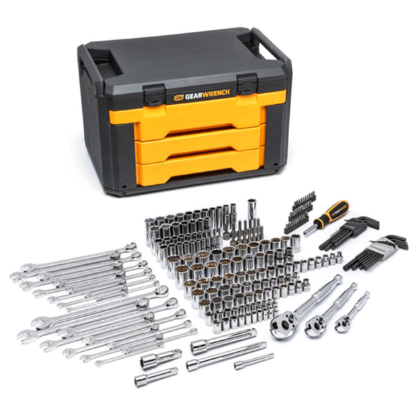 GearWrench 80940 219 Pc. Mechanics Tool Set in 3 Drawer Storage Box