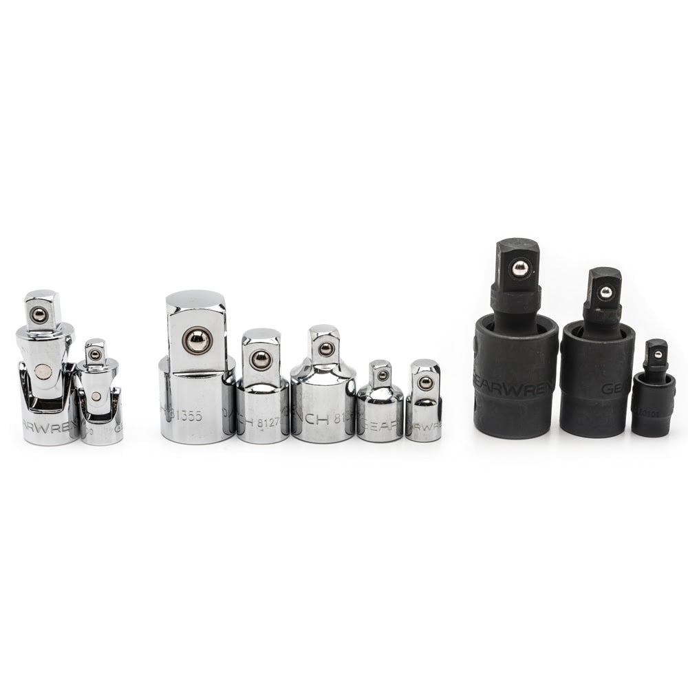 GearWrench 81205 10 Pc. 1/4", 3/8" & 1/2" Drive Universal Joint and Adapter Set