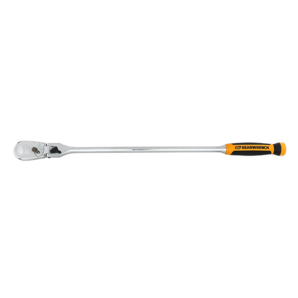 GEARWRENCH 81372T 1/2 Inch Drive 90-Tooth Locking Flex Head Teardrop Ratchet, Dual Material Grip, 24 Inch Length