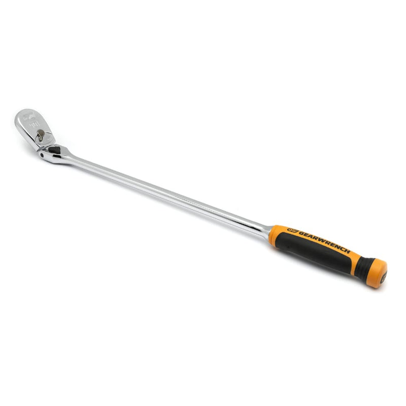 GEARWRENCH 81372T 1/2 Inch Drive 90-Tooth Locking Flex Head Teardrop Ratchet, Dual Material Grip, 24 Inch Length - 3