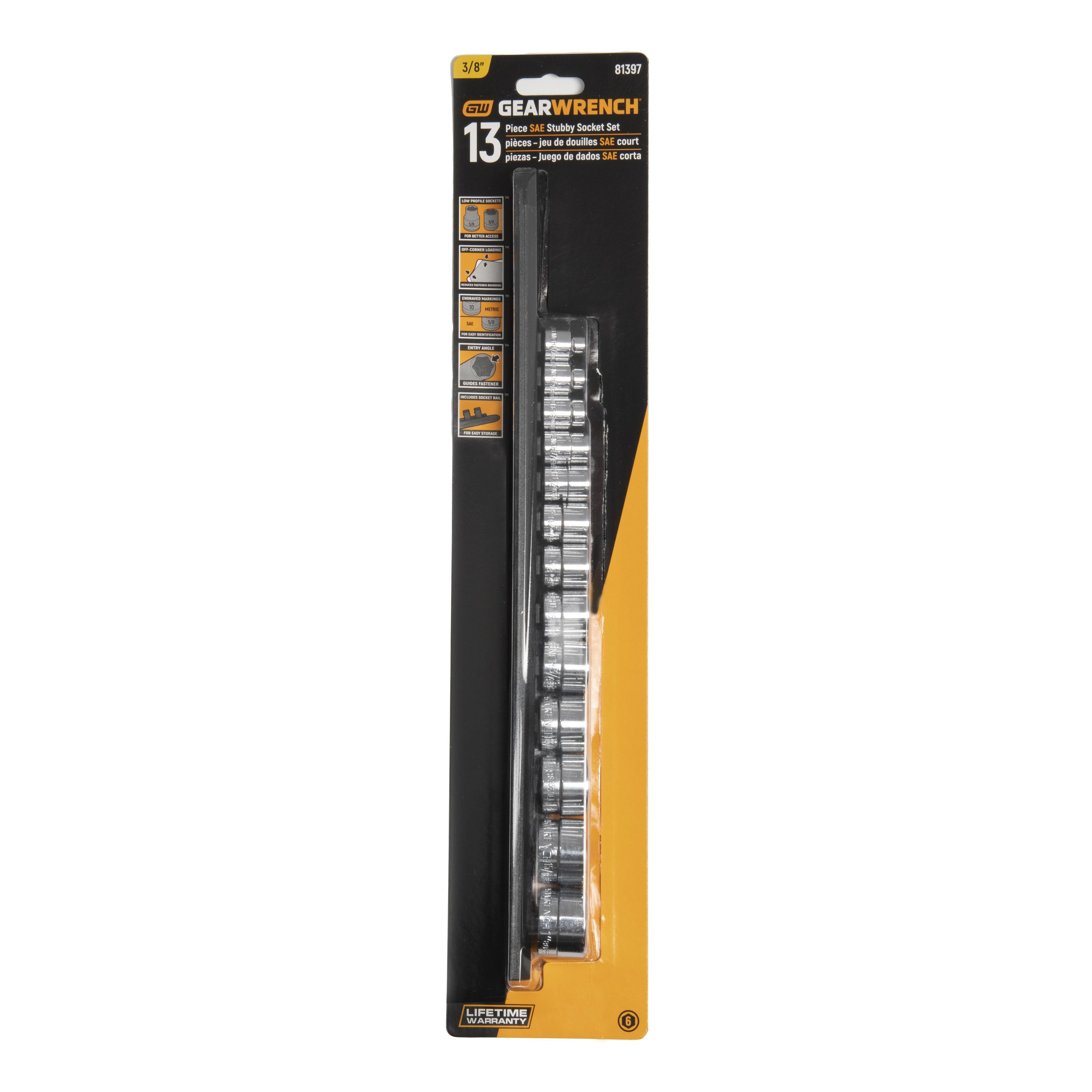 GearWrench 81397 13 Piece 3/8" Drive 6 Point Stubby Socket Set SAE - 2