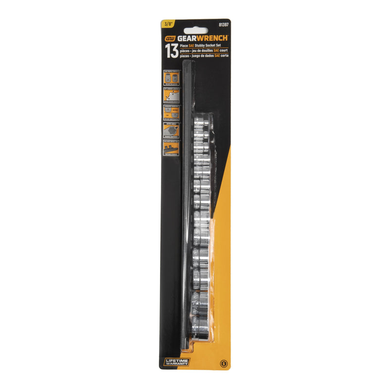 GearWrench 81397 13 Piece 3/8" Drive 6 Point Stubby Socket Set SAE - 2