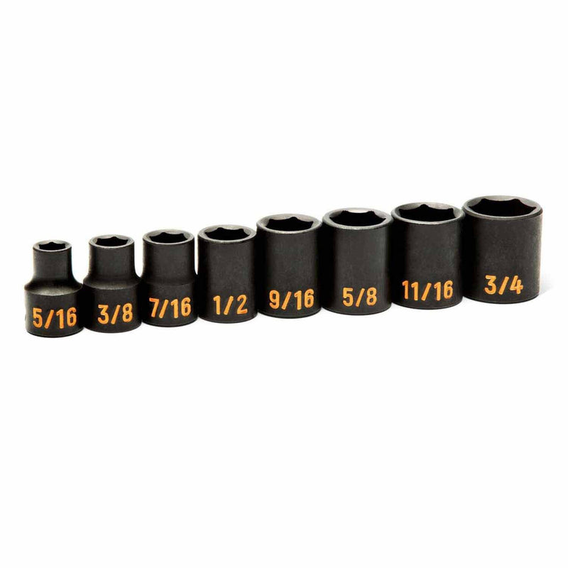 GearWrench 84910H 8 Piece 3/8" Drive 6 Point SAE Hi-Viz Impact Socket Set - 3