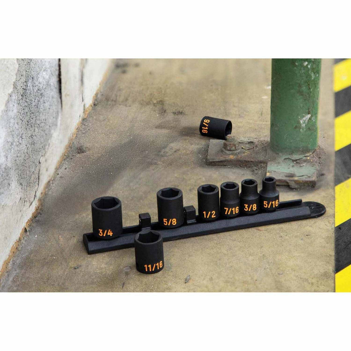 GearWrench 84910H 8 Piece 3/8" Drive 6 Point SAE Hi-Viz Impact Socket Set - 7