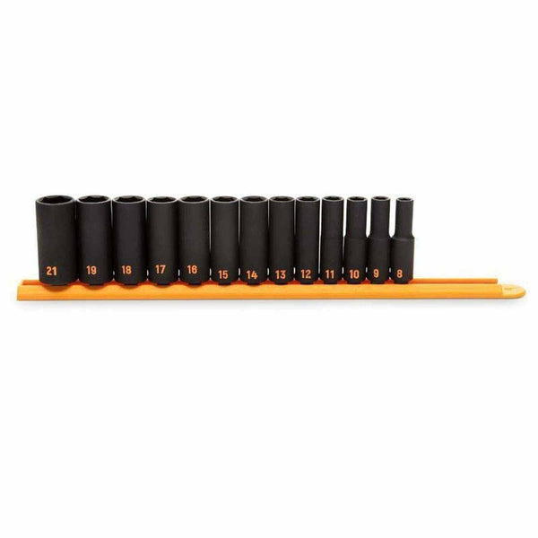 GearWrench 84914H 13 Piece 3/8" Drive 6 Point Metric Hi-Viz Deep Impact Socket Set