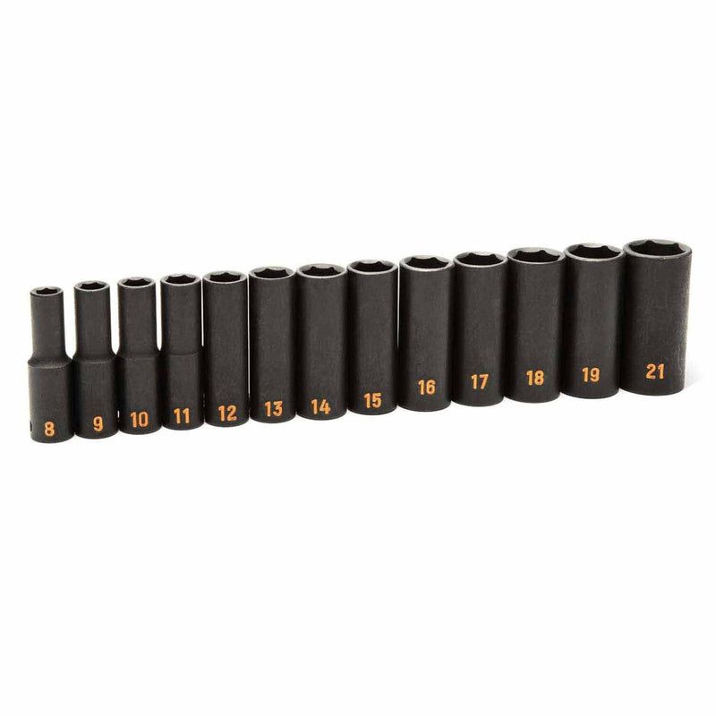 GearWrench 84914H 13 Piece 3/8" Drive 6 Point Metric Hi-Viz Deep Impact Socket Set - 3