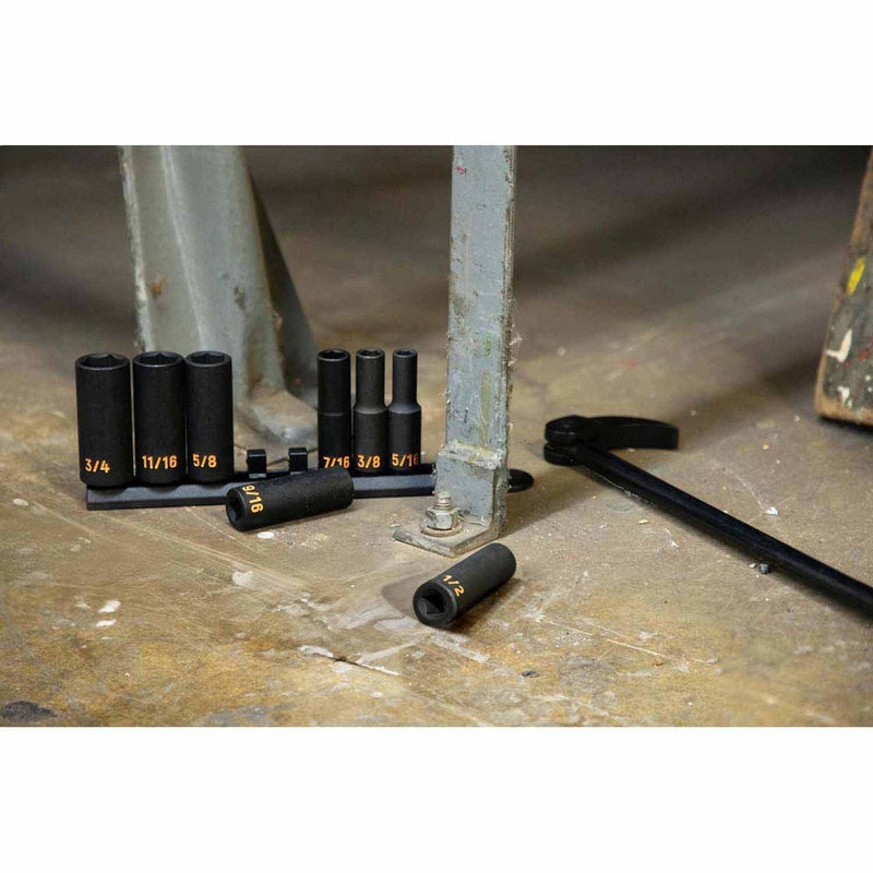 GearWrench 84915H 8 Piece 3/8" Drive 6 Point SAE Hi-Viz Deep Impact Socket Set - 6