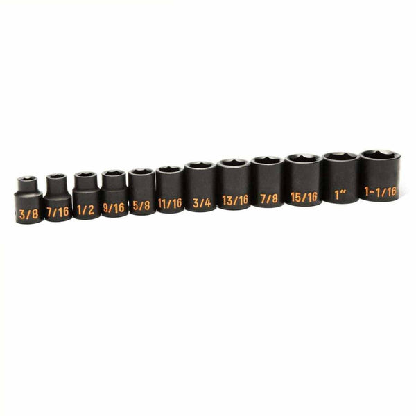 GearWrench 84931H 12 Piece 1/2" Drive 6 Point SAE Hi-Viz Impact Socket Set