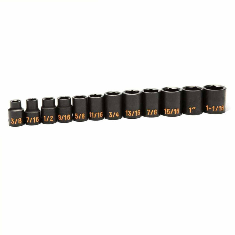 GearWrench 84931H 12 Piece 1/2" Drive 6 Point SAE Hi-Viz Impact Socket Set