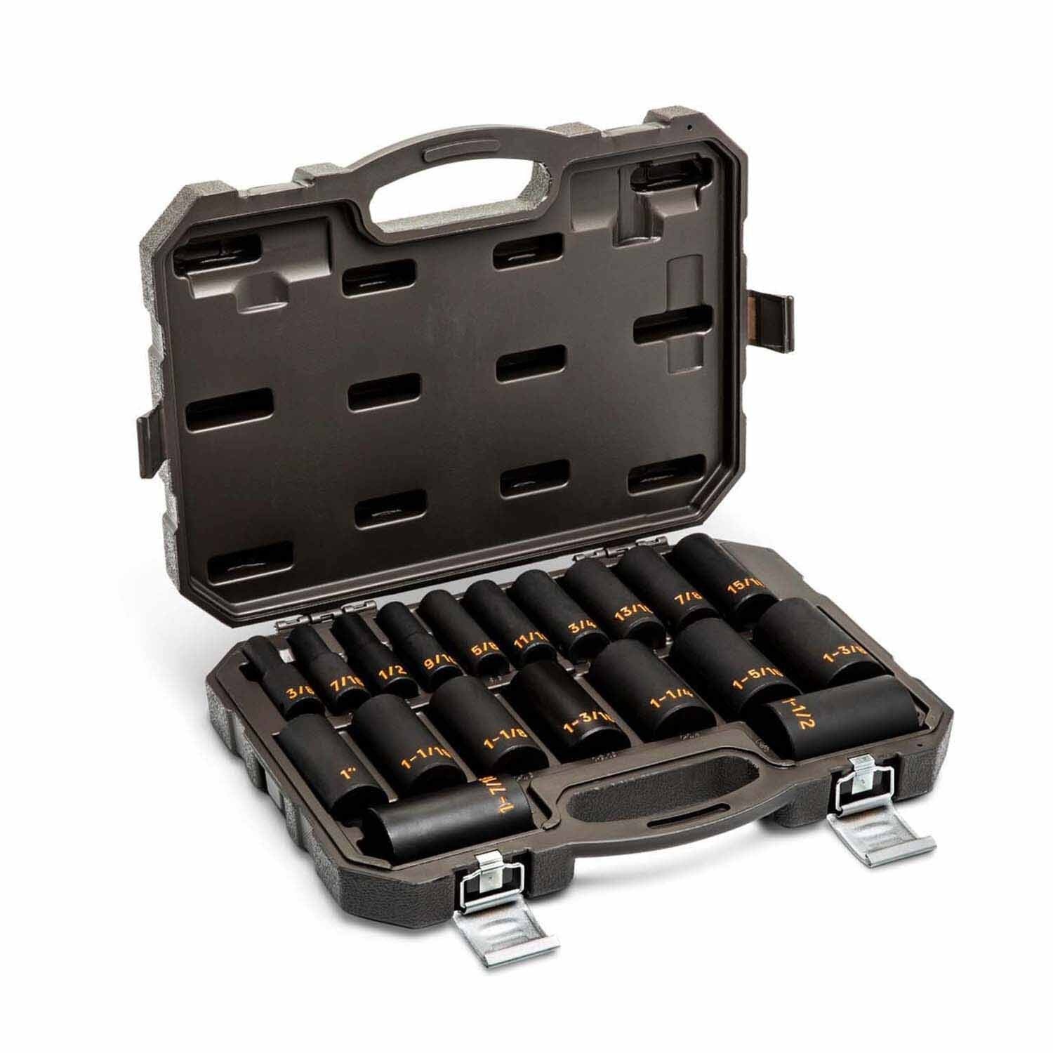 GearWrench 84934H 19 Piece 1/2" Drive 6 Point SAE Hi-Viz Deep Impact Socket Set - 3