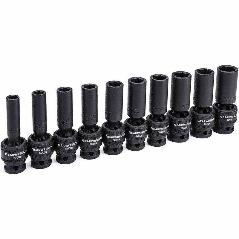 GearWrench 84945N 10 Pc. 1/2" Drive 6 Point Deep Universal Impact Metric Socket Set - 2