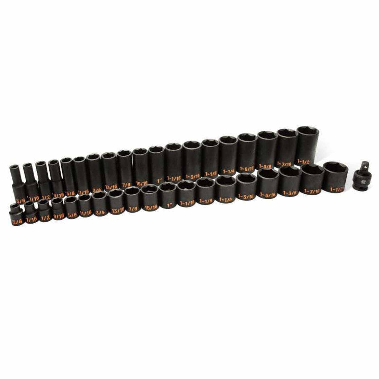 GearWrench 84947H 39 Piece 1/2" Drive 6 Point SAE Hi-Viz Standard & Deep Impact Socket Set