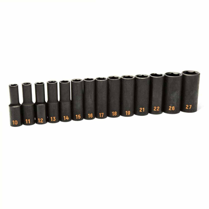 GearWrench 84955H 14 Piece 1/2" Drive 6 Point Metric Hi-Viz Deep Impact Socket Set
