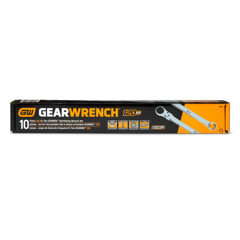 GearWrench 86142 10 Pc. 120XP Universal Spline XL Flex Head GearBox Ratcheting SAE Wrench Set - 6