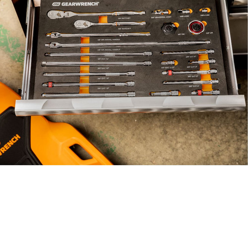 GearWrench 86521 21 Pc. 3/8" 90-Tooth Ratchet & Drive Tool Set with EVA Foam Tray - 3