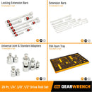 GearWrench 86523 29 Pc. 1/4", 3/8", 1/2" Drive Chrome Tool Accessories Set with EVA Foam Tray - 2