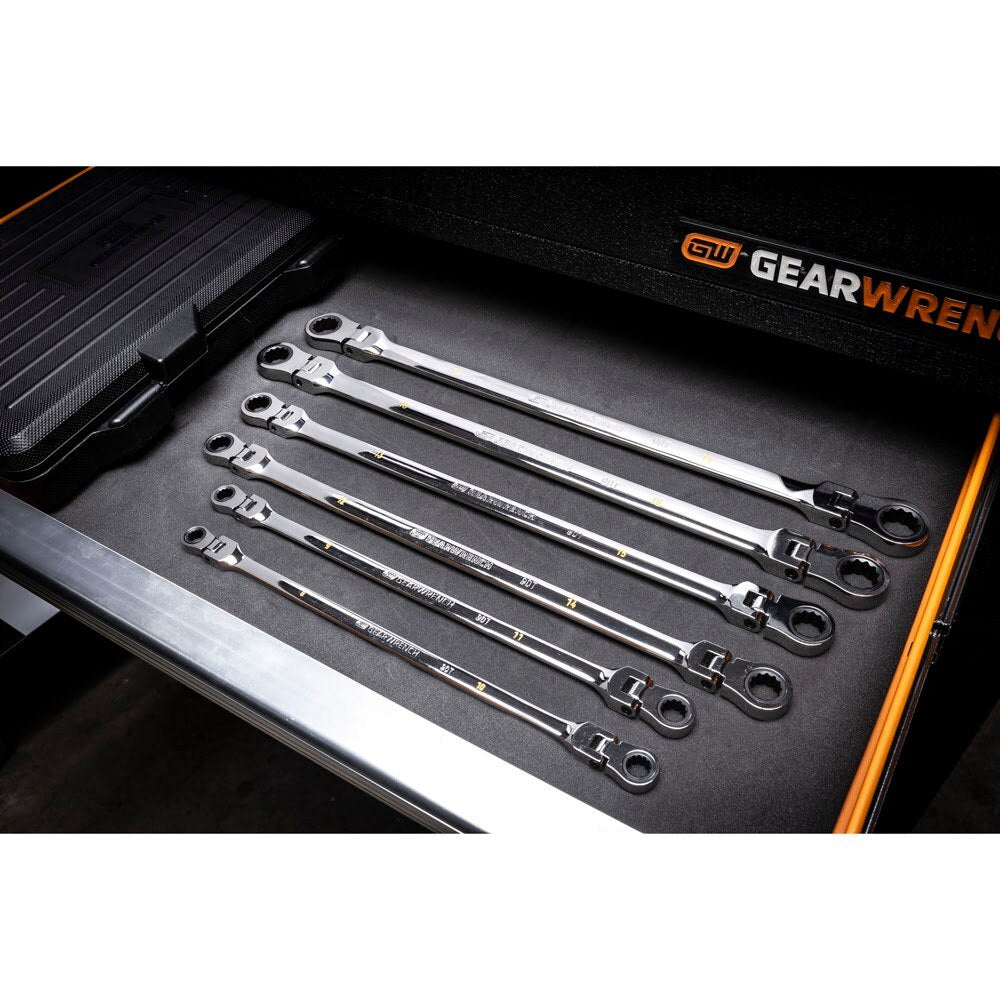 gear wrench 90 GearWrench 86830 6 Piece 90-Tooth 12 Point Metric GearBox Double Flex Ratcheting Wrench Set