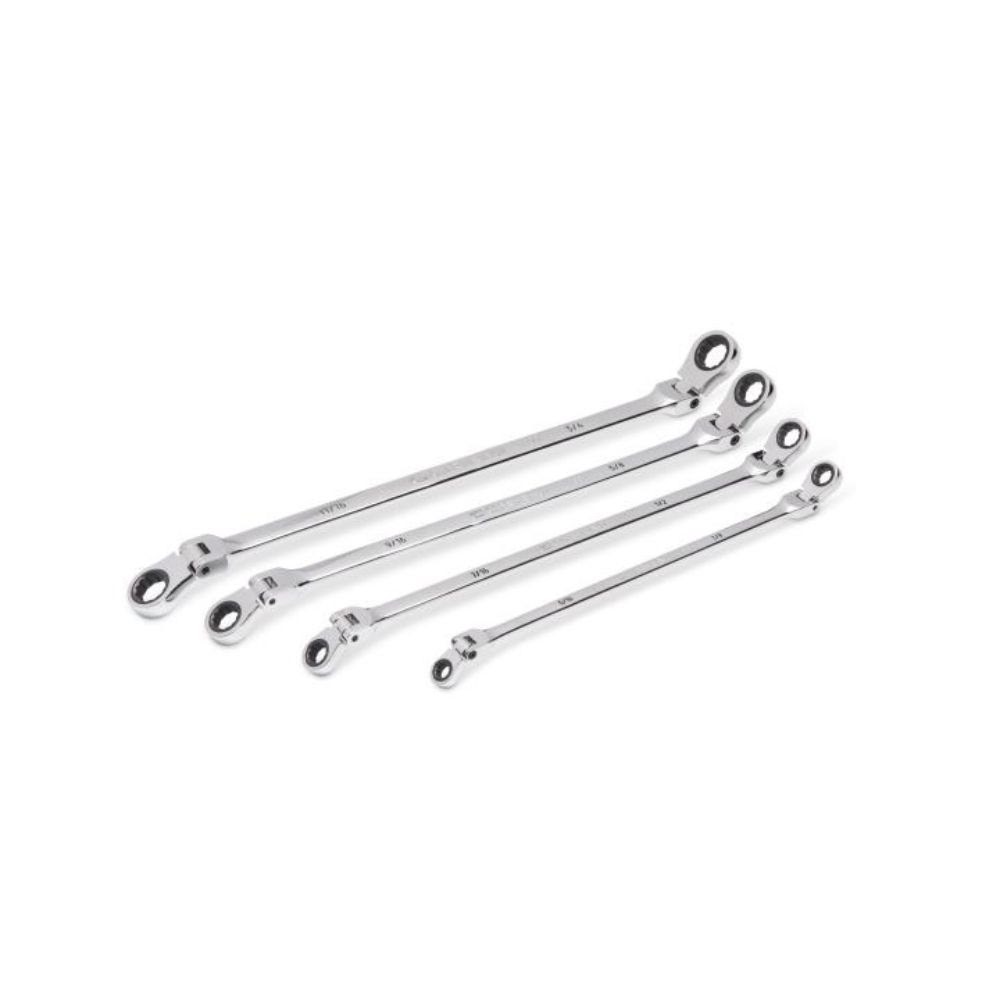 GearWrench 86831 4 Piece 90-Tooth 12 Point SAE GearBox Double Flex Ratcheting Wrench Set